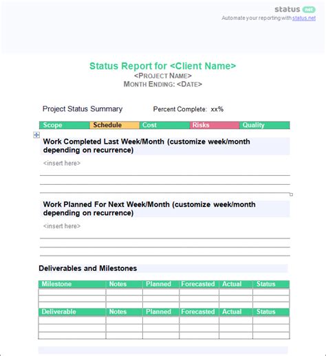client reports examples|3 Excellent Client Status Report Templates .